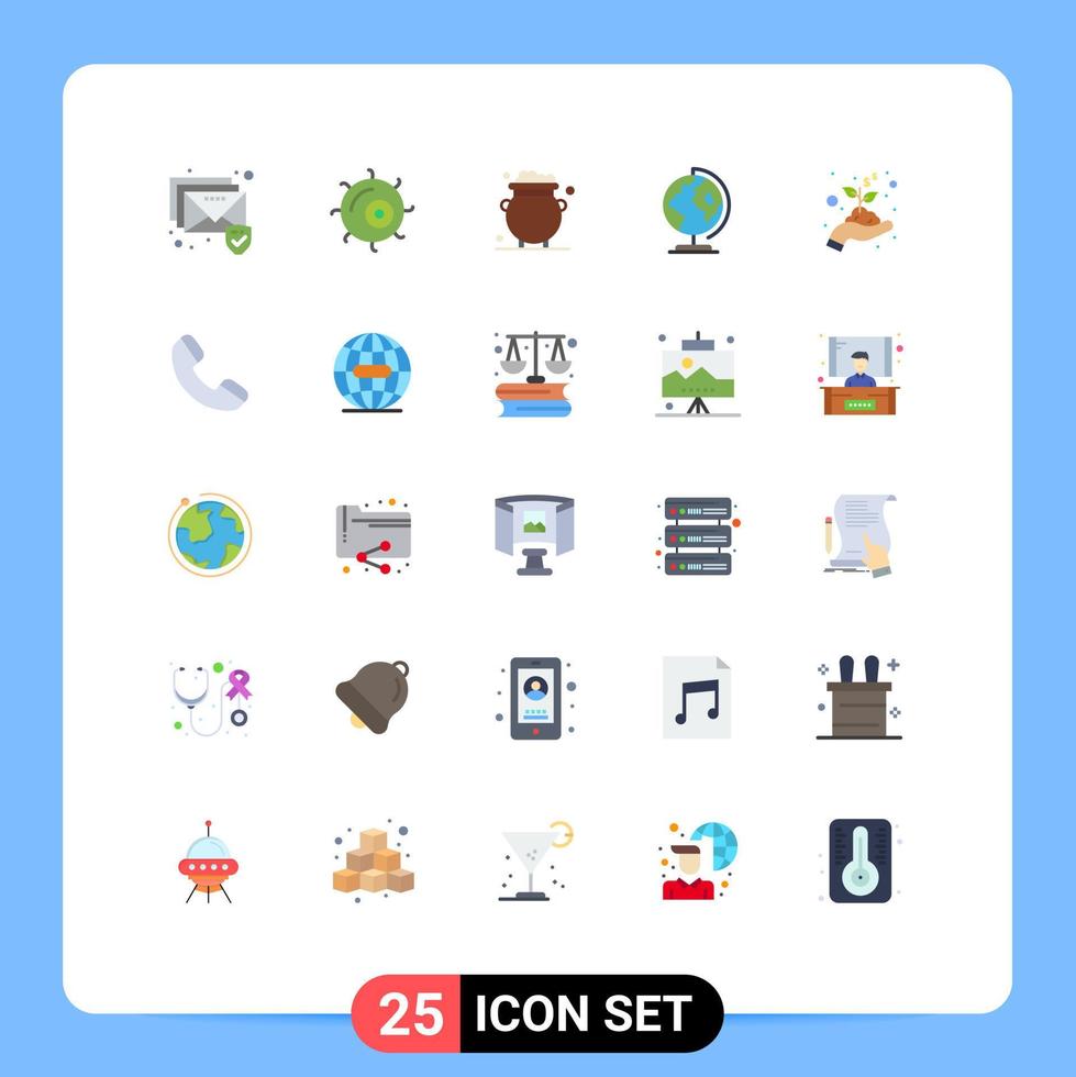 25 Universal Flat Colors Set for Web and Mobile Applications money growth luck map globe Editable Vector Design Elements