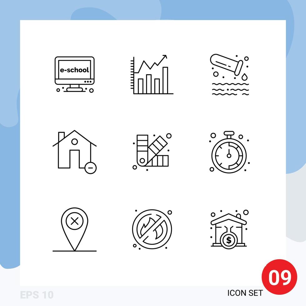 9 Outline concept for Websites Mobile and Apps minus estate chart delete tube Editable Vector Design Elements