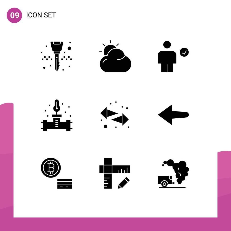 Modern Set of 9 Solid Glyphs Pictograph of arrows plumbing avatar plumber done Editable Vector Design Elements