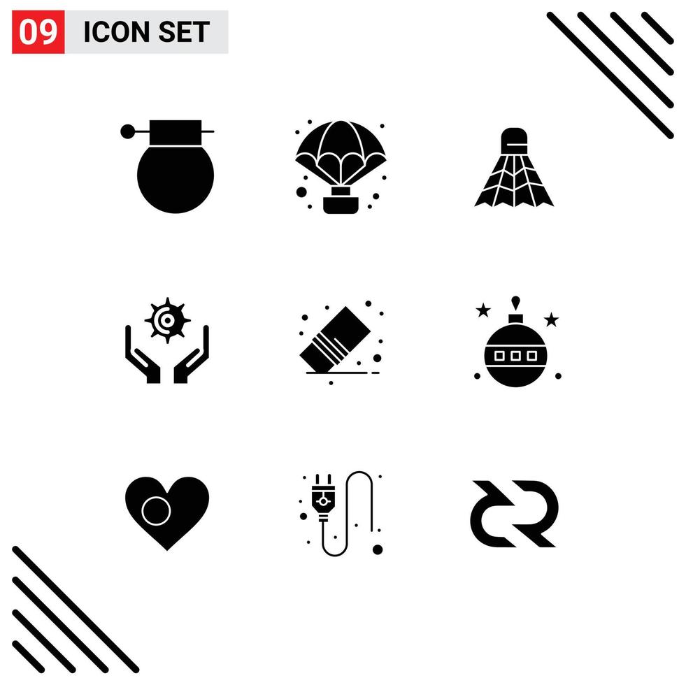 Stock Vector Icon Pack of 9 Line Signs and Symbols for delete gear observation cog game Editable Vector Design Elements