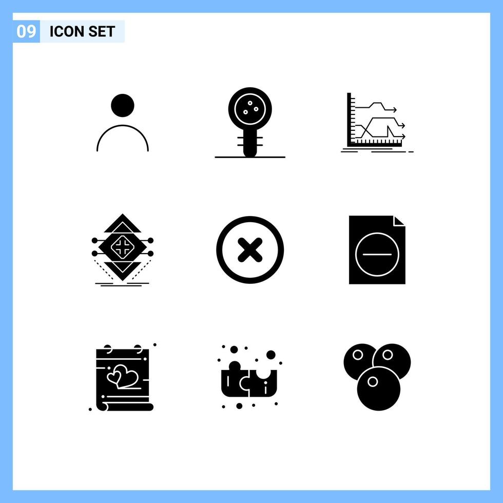Universal Icon Symbols Group of 9 Modern Solid Glyphs of science data learning computing market Editable Vector Design Elements