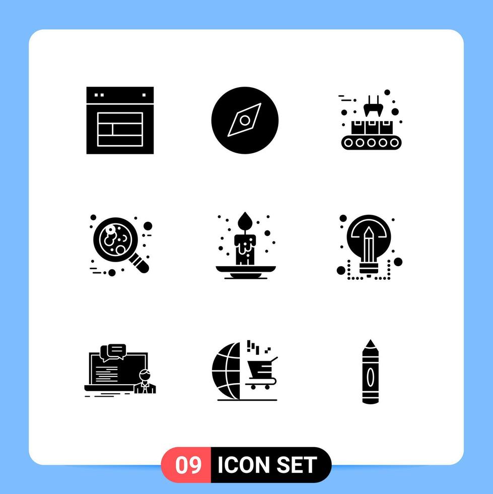 9 User Interface Solid Glyph Pack of modern Signs and Symbols of autumn leukemia conveyor cell blood Editable Vector Design Elements