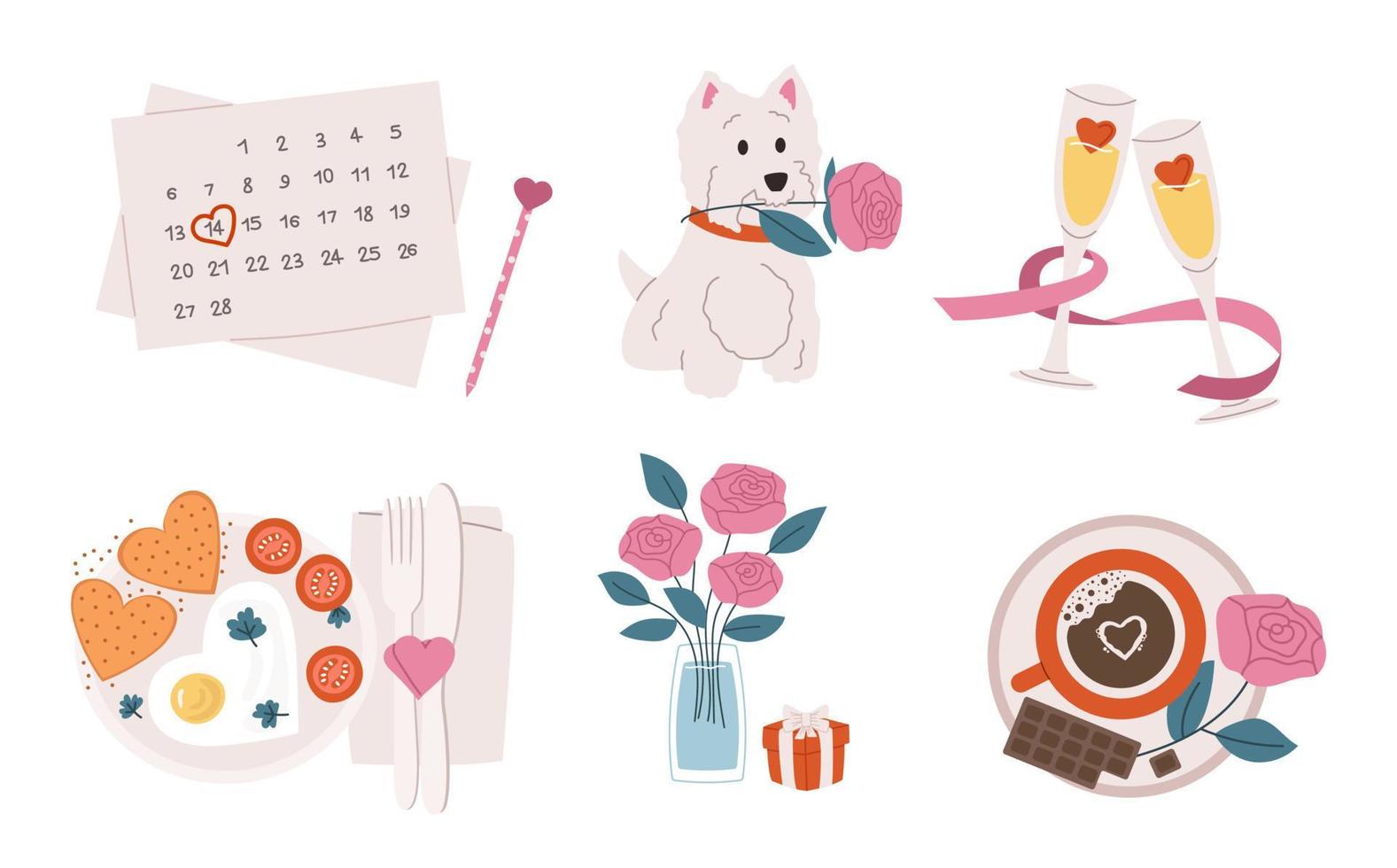 Set of Valentines day elements vector