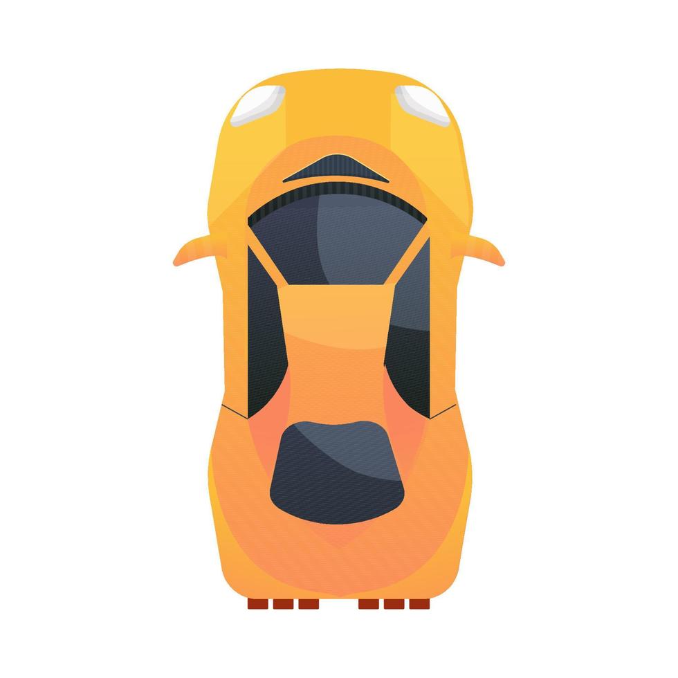 Race car top view in cartoon style transport with shadows and light isolated on white background. Modern urban civilian vehicle. . Vector illustration