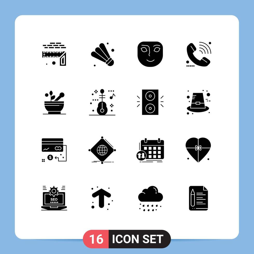 16 Solid Glyph concept for Websites Mobile and Apps medicine online face signal support Editable Vector Design Elements