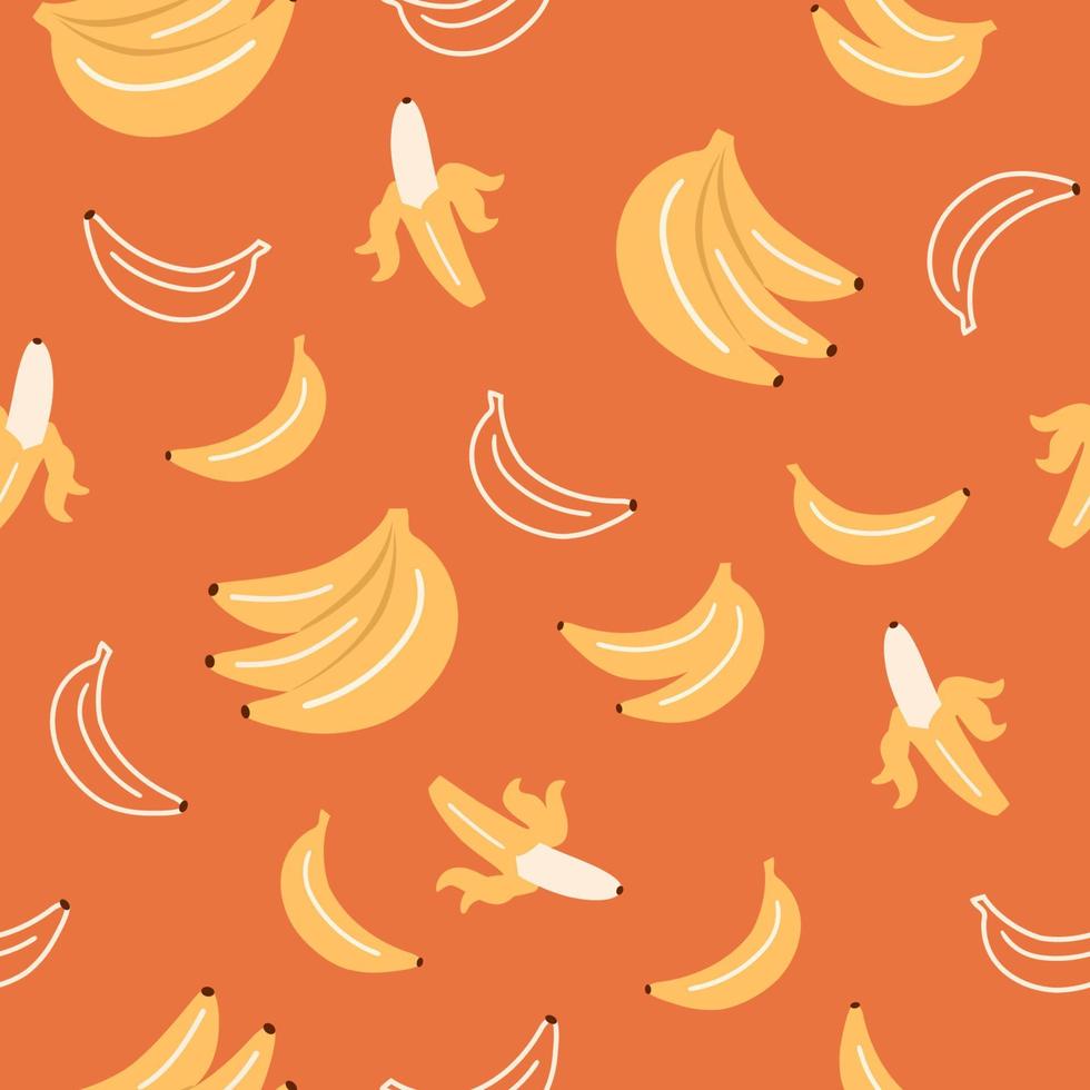 Banana pattern vector. Seamless pattern with hand drawn bananas. Hand drawn bananas background, textile, fabric, fruit print, summer graphic design, wallpaper. Food illustration. vector