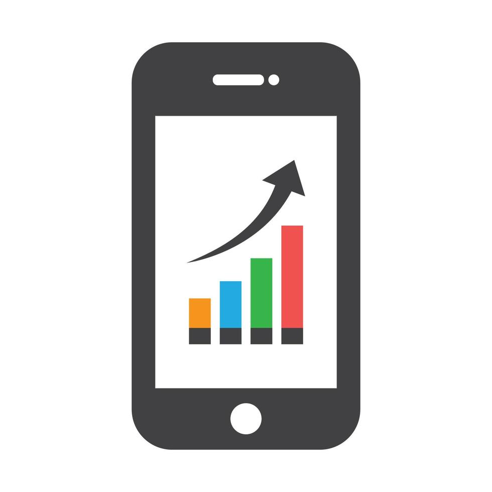 Mobile phone with infographic chart diagram vector illustration.