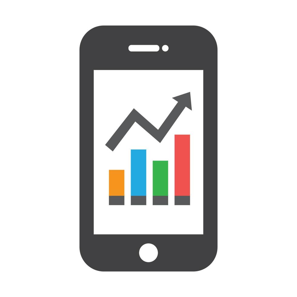 Mobile phone with infographic chart diagram vector illustration.