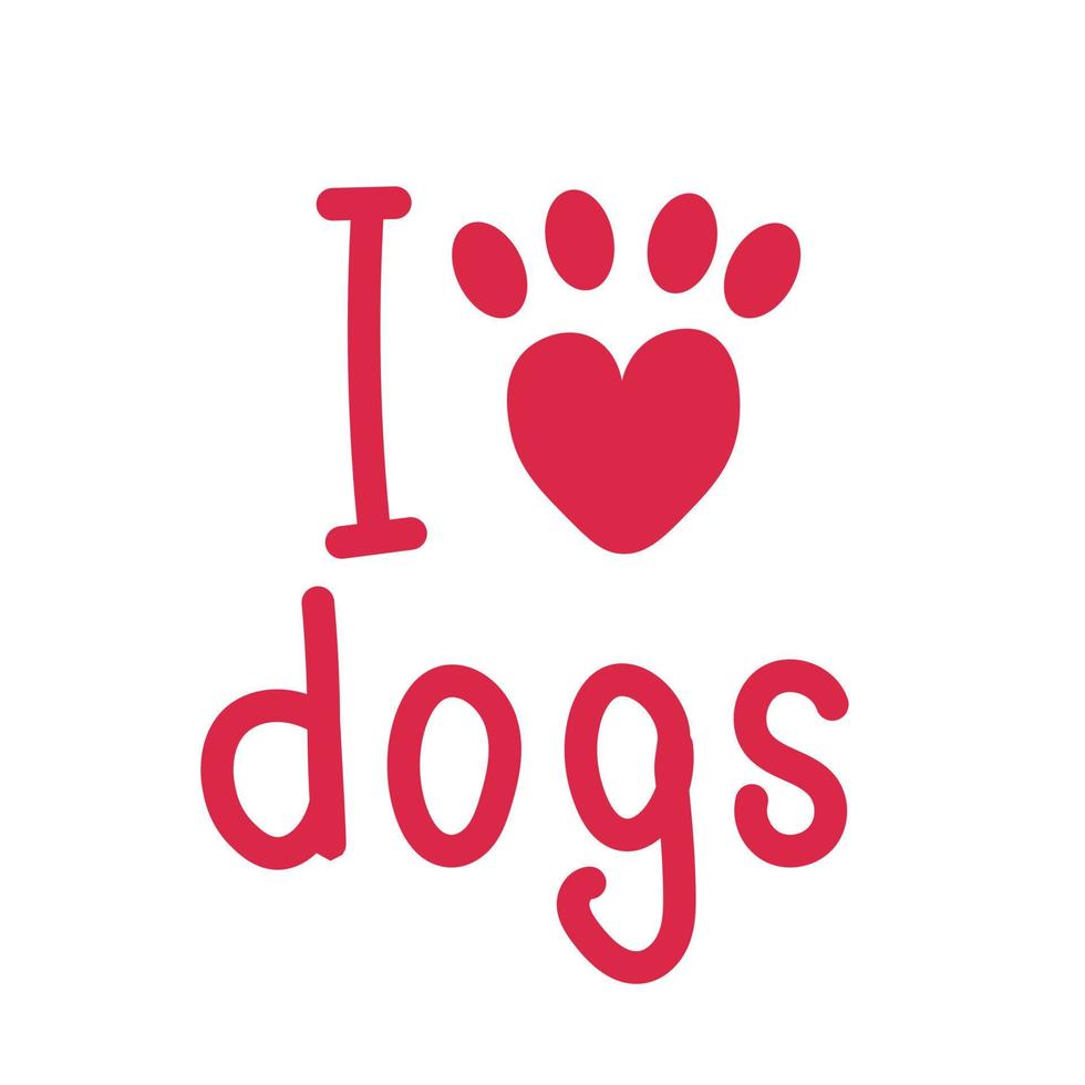 I love dogs inscription with paw heart vector