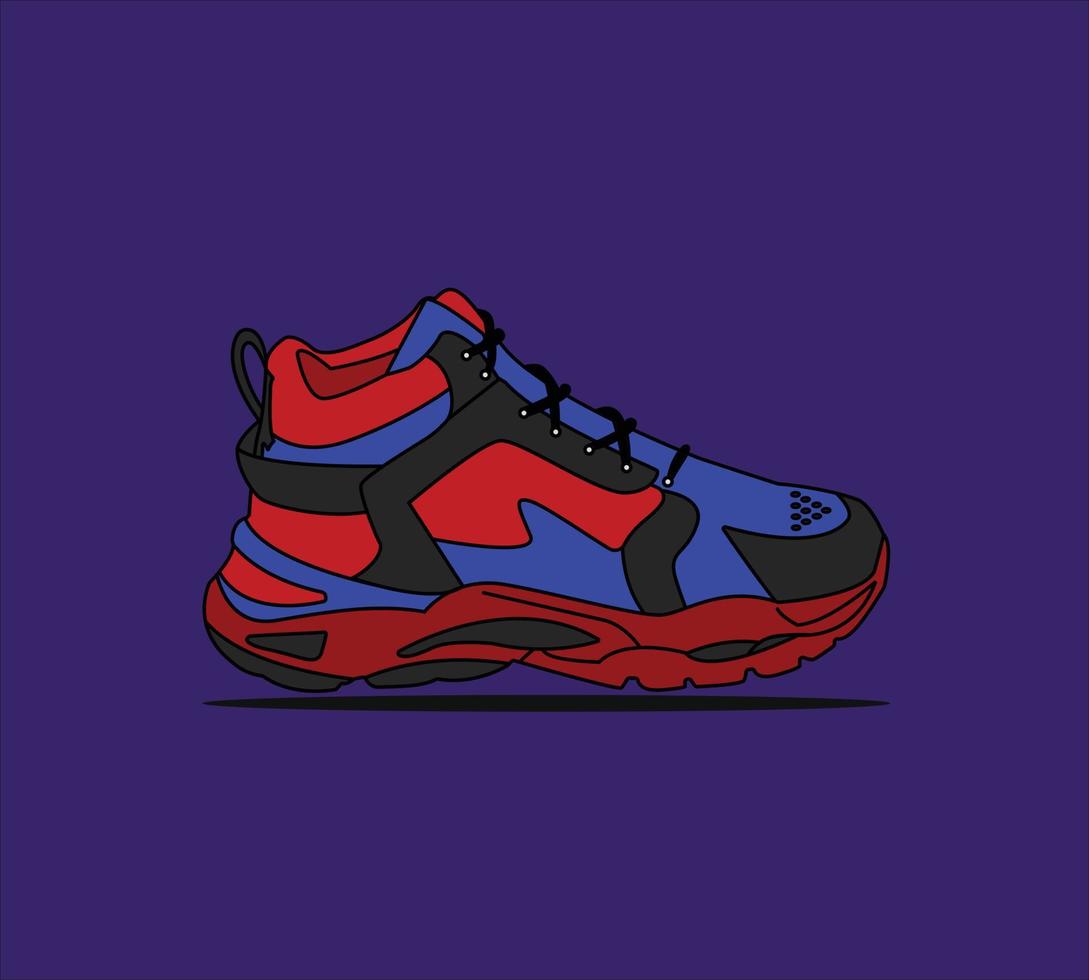 vector de zapatillas de deporte. concepto de diseño plano, ilustración vectorial. zapatillas de deporte en un colorido estilo plano. zapatillas vistas desde el lateral, zapatillas con estilo.