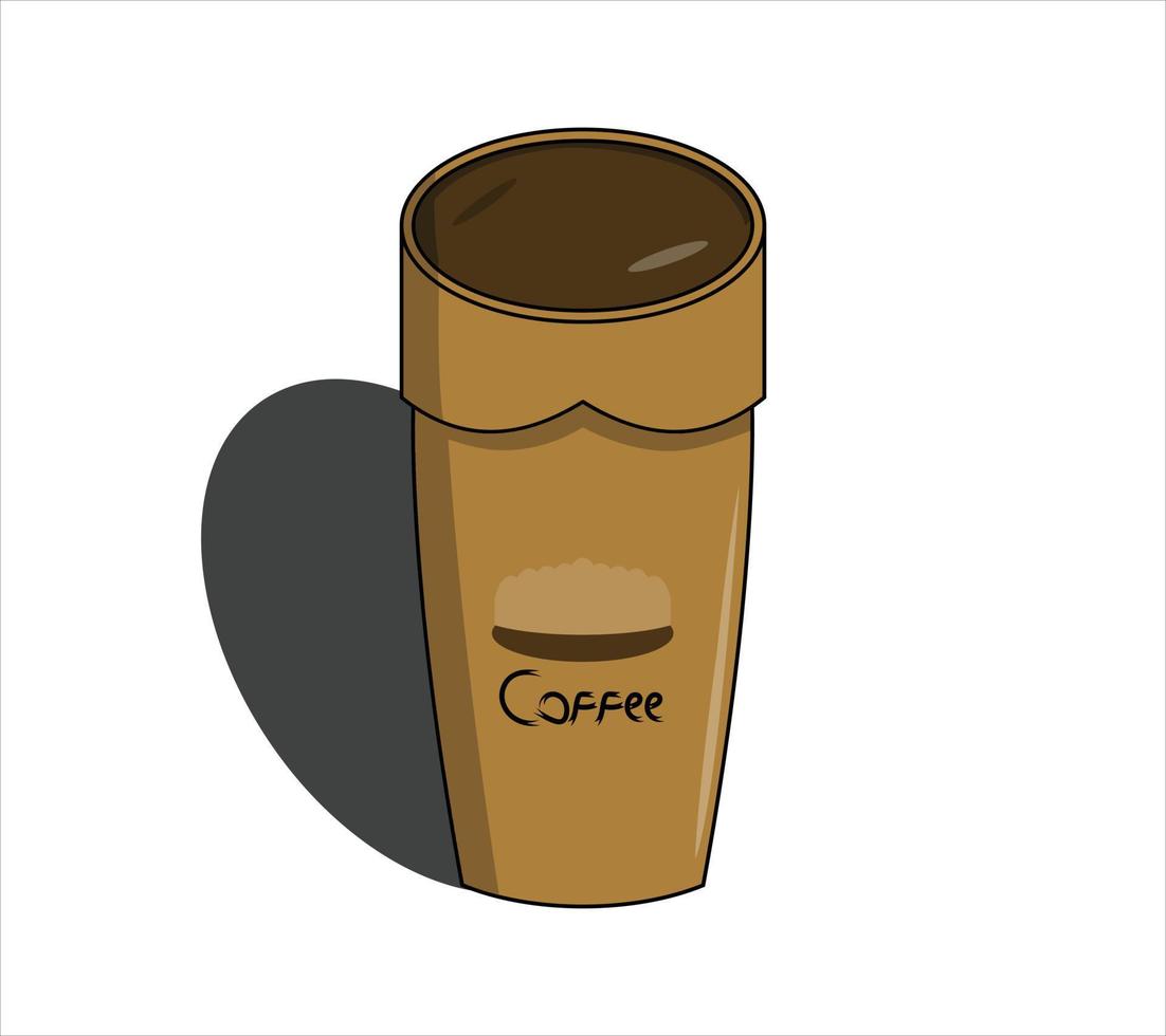 diseño realista de la taza de café. vista frontal de la taza de café. Aislado en un fondo blanco. taza de café en tonos café. ilustración vectorial vector