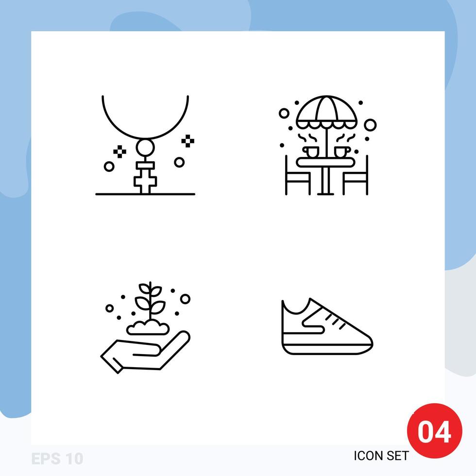 4 Universal Filledline Flat Colors Set for Web and Mobile Applications cross umbrella holiday coffee ecology Editable Vector Design Elements