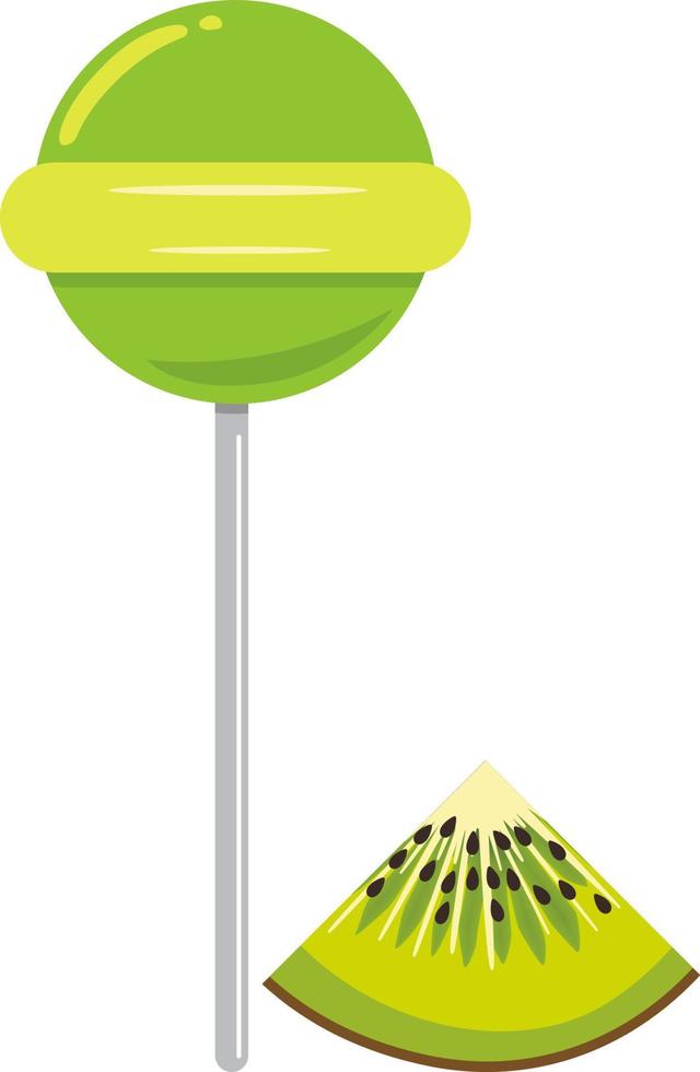 Delicious kiwi lollipop isolated on white vector