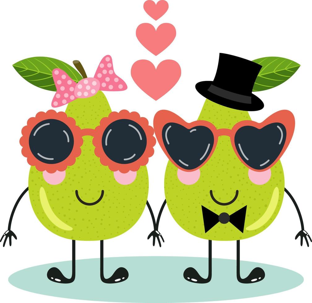 Funny couple of pears in love vector