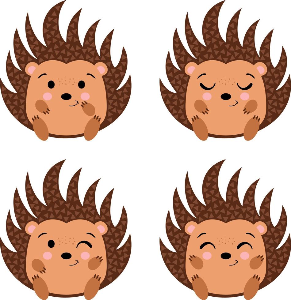 Set of four cute hedgehogs vector