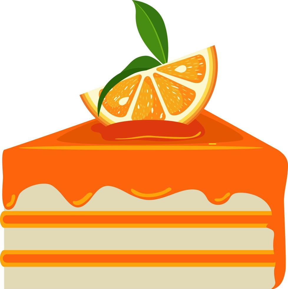 trozo de sabroso pastel dulce de naranja vector