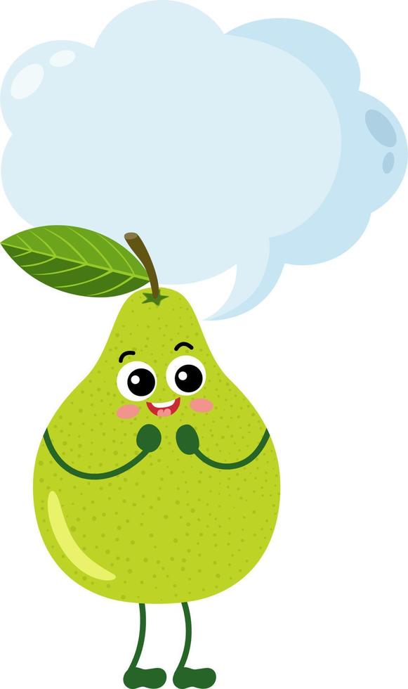 Funny pear with empty speech bubble vector