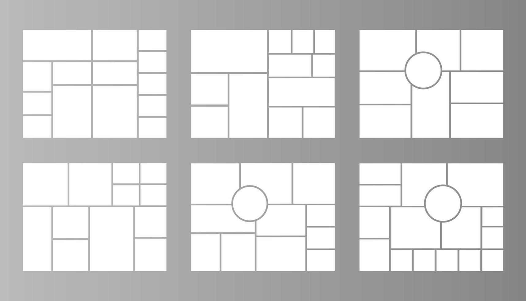 conjunto de plantillas de collage de fotos de cuadrícula de moodboard vector