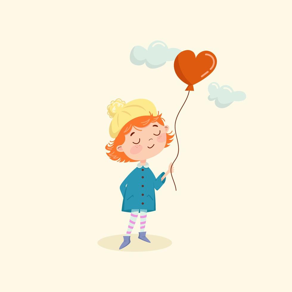 ilustración vectorial de una chica con un globo al estilo plano vector