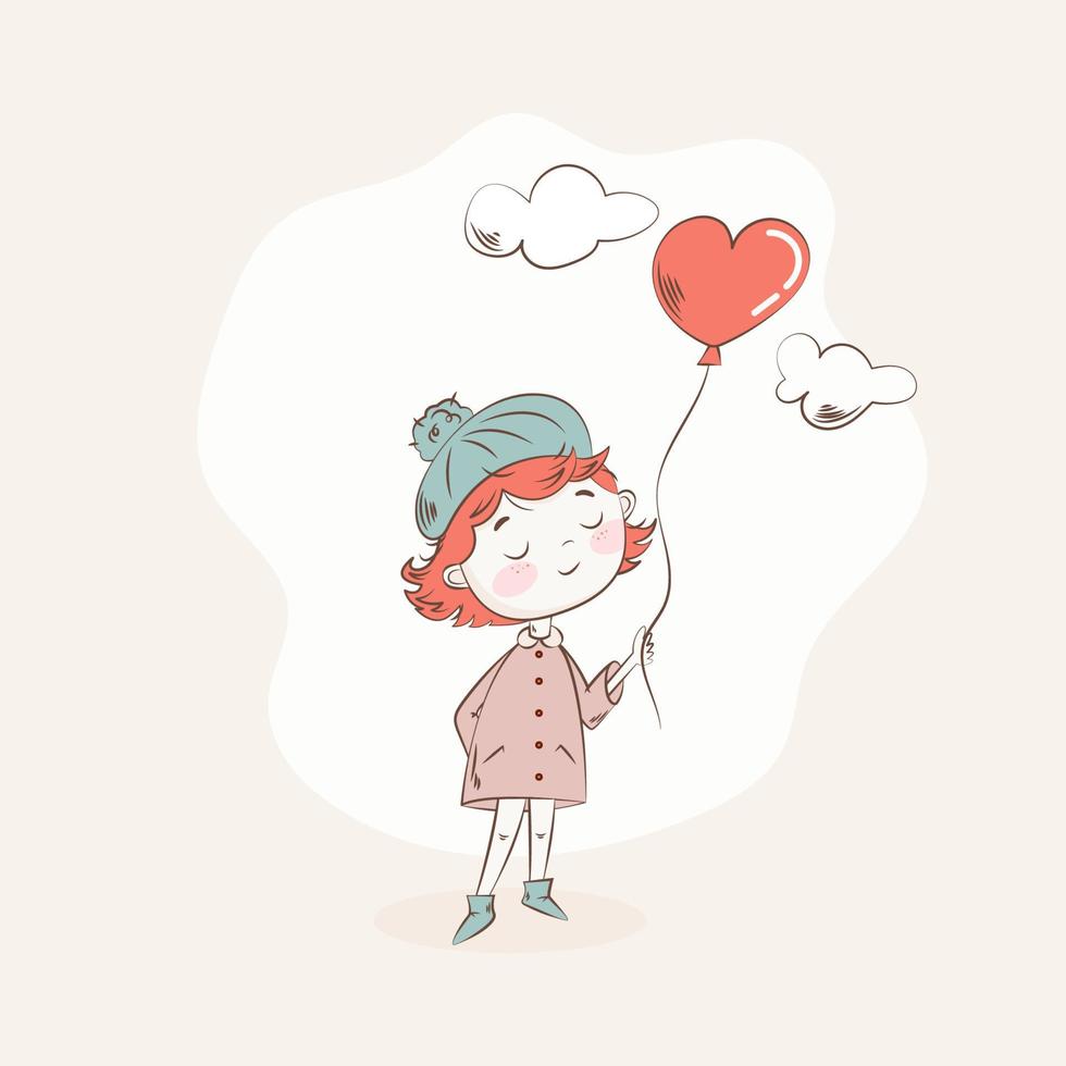 ilustración vectorial de una niña con un globo vector