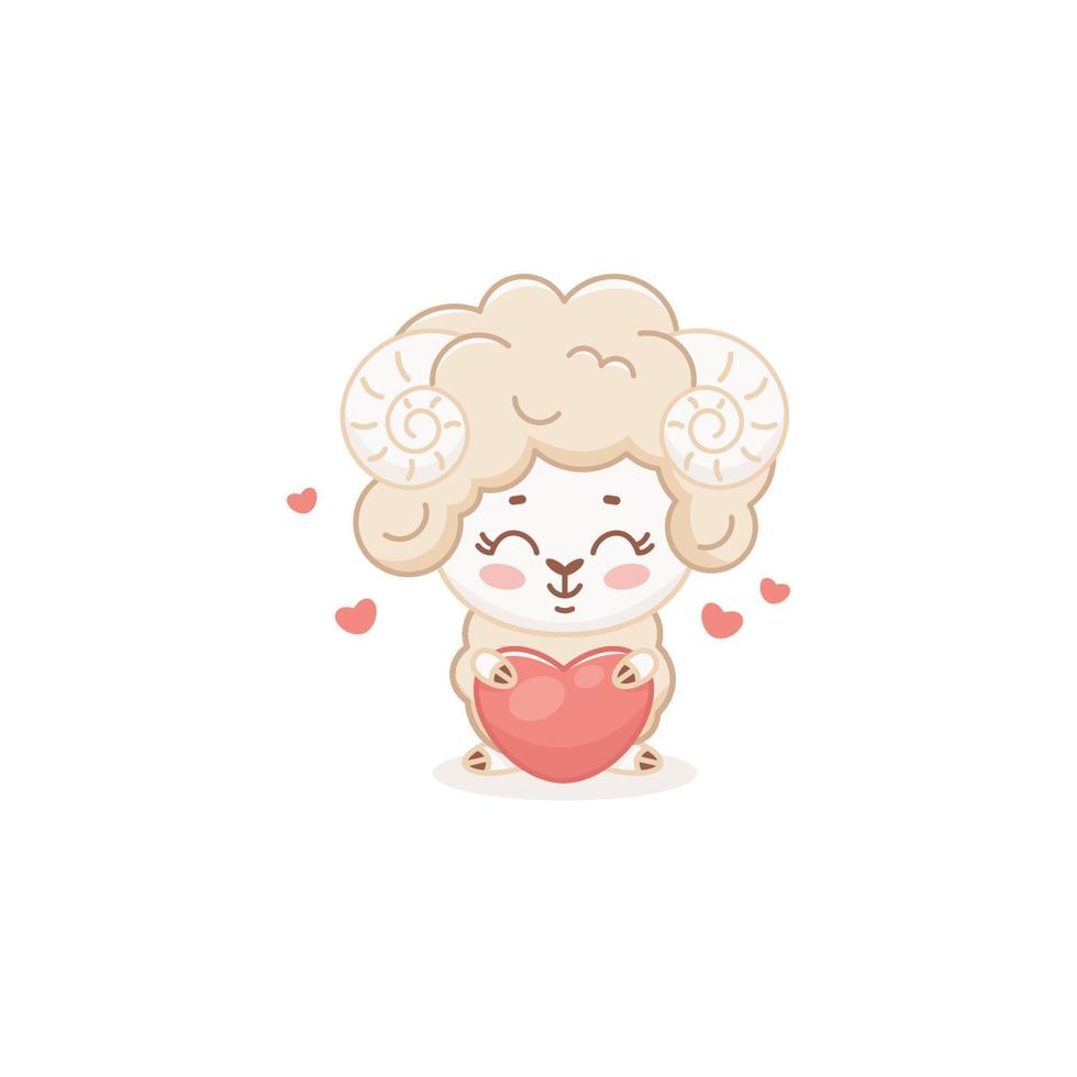 vector illustration sheep holding a heart