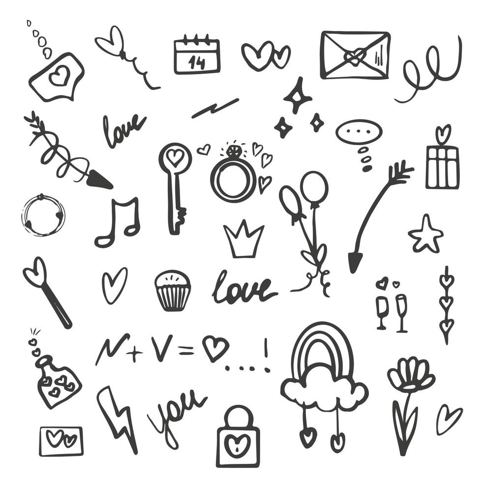 hand-drawn decorative illustrations. vector