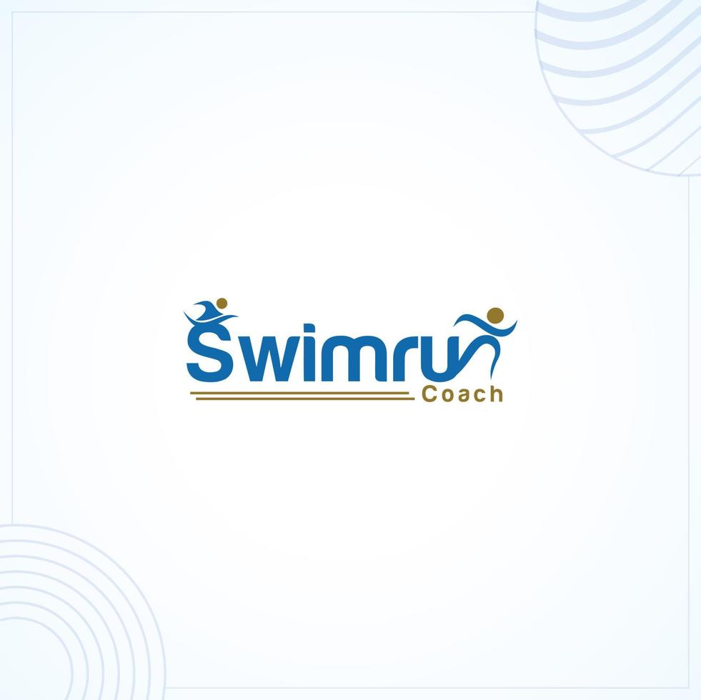 Swim Run Sport Logo Template In Modern Creative Minimal Style Vector Design