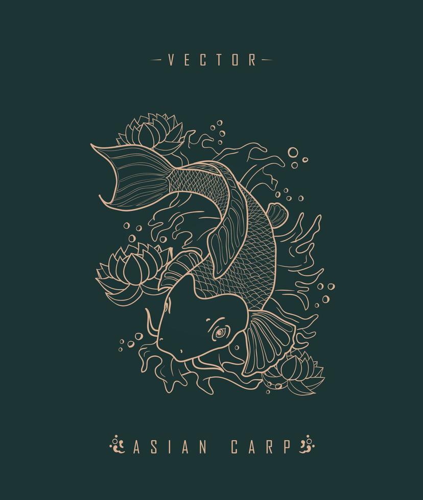 Asian carp culture art style vector