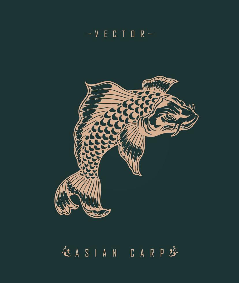 Asian carp culture art style vector