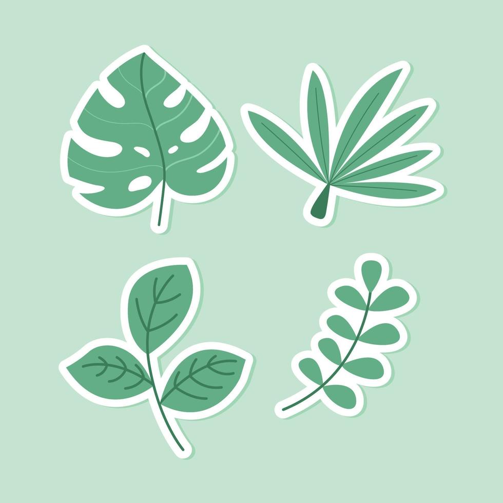 ilustración de pegatinas de hojas lindas vector