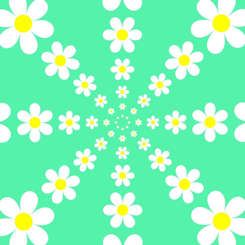 Vector illustration of beautiful flowers seamless pattern green background