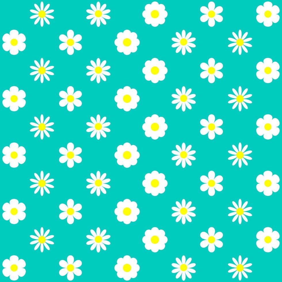 Vector illustration of beautiful flowers seamless pattern green background