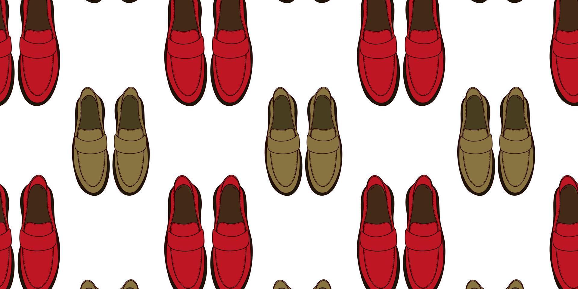 Seamless pattern with women's or men's shoes. Top view. Flat vector illustration