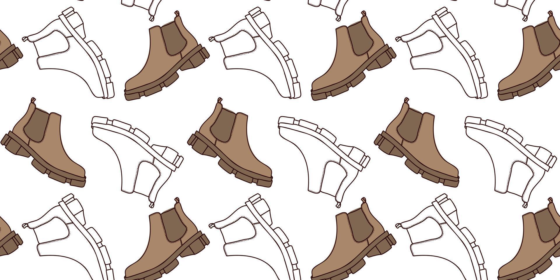 Seamless pattern with women's Chelsea shoes. Flat vector illustration