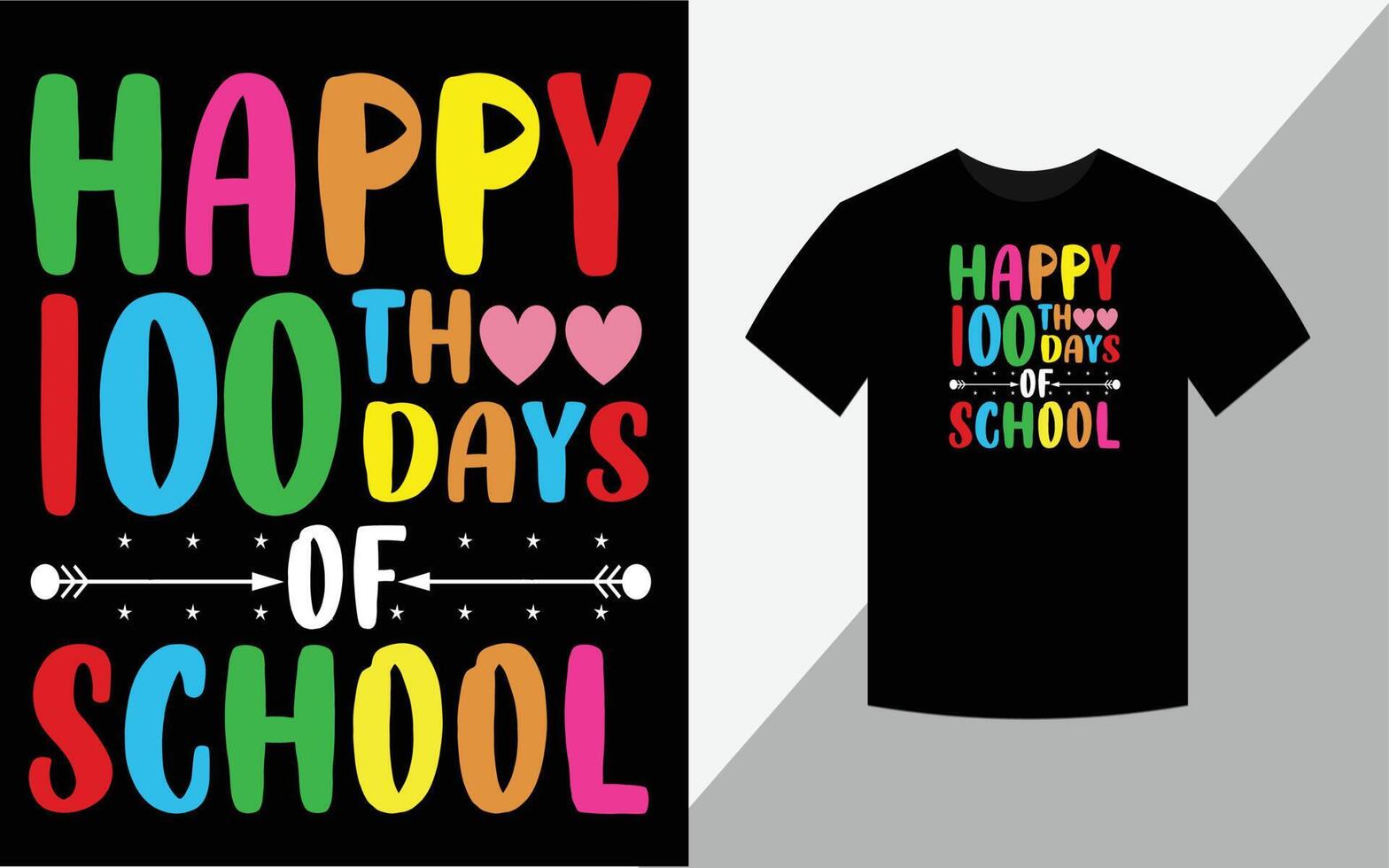 felices 100 días de escuela, diseño de camisetas vector