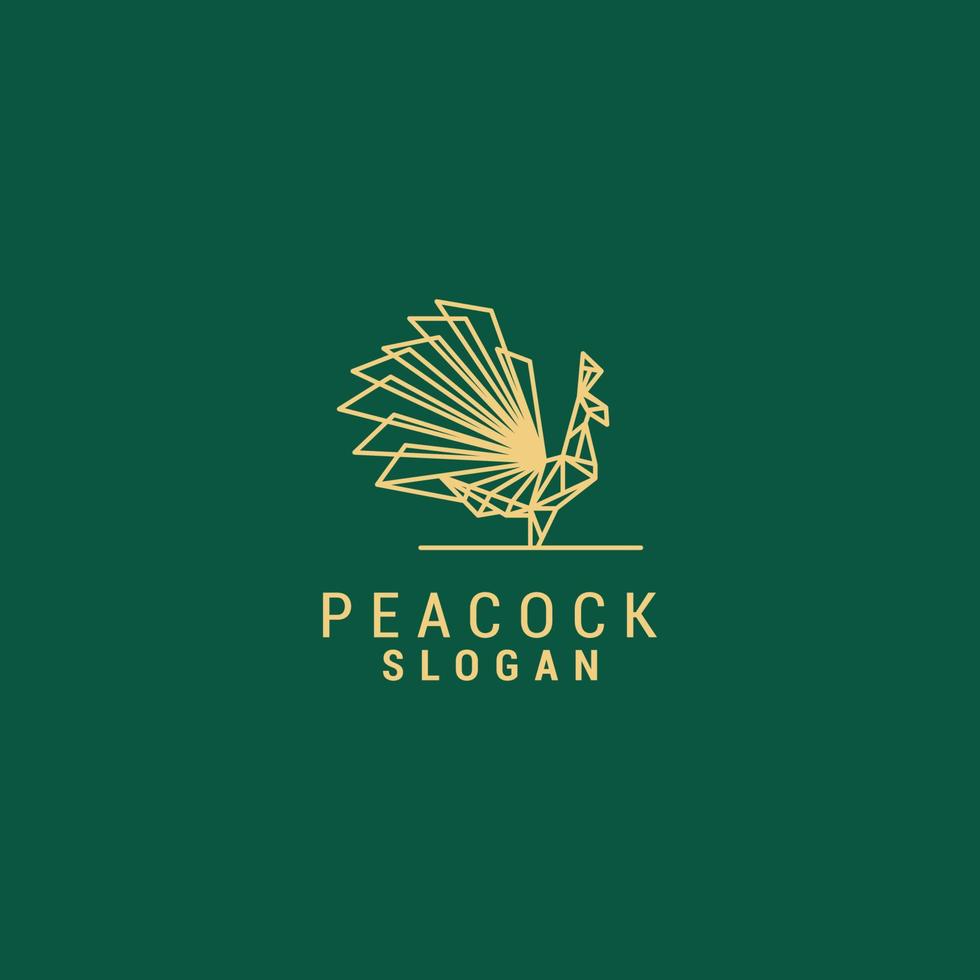 Peacock line art logo vector icon design template