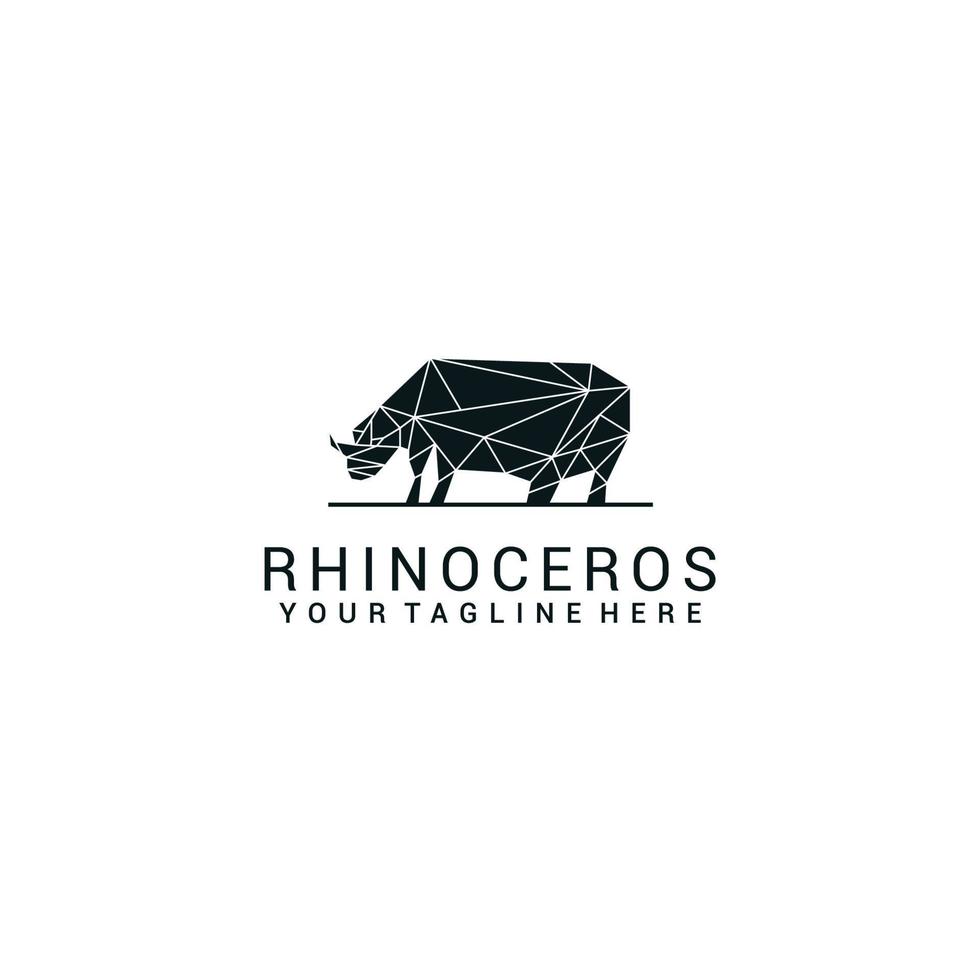 plantilla de diseño de icono de vector de logotipo poligonal geométrico de rinoceronte