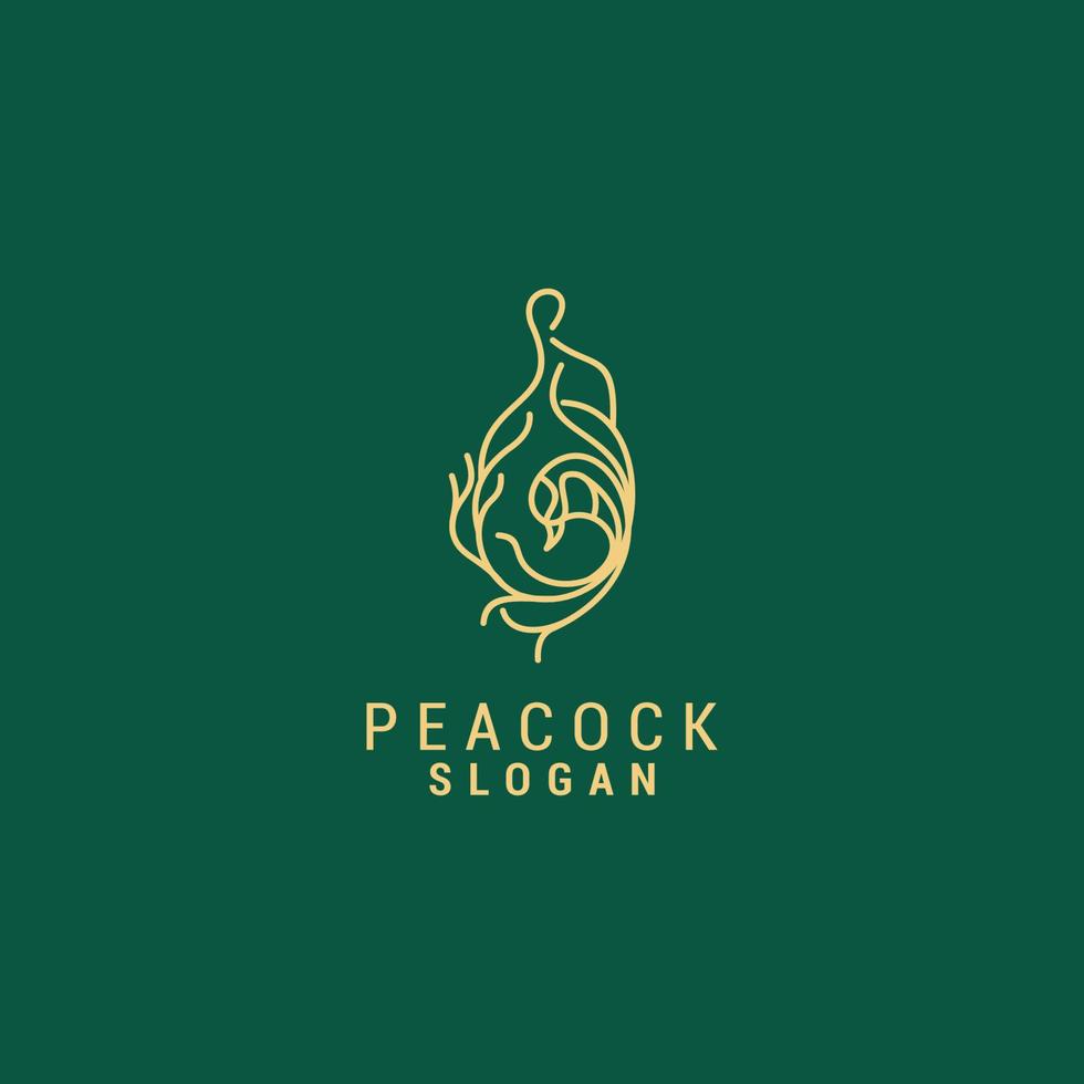 Peacock line art logo vector icon design template