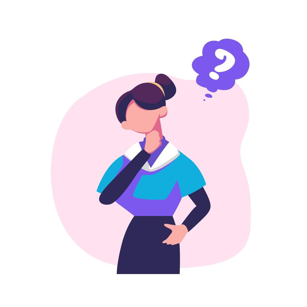 Confused men and women in doubts and thought flat style illustration dsign vector