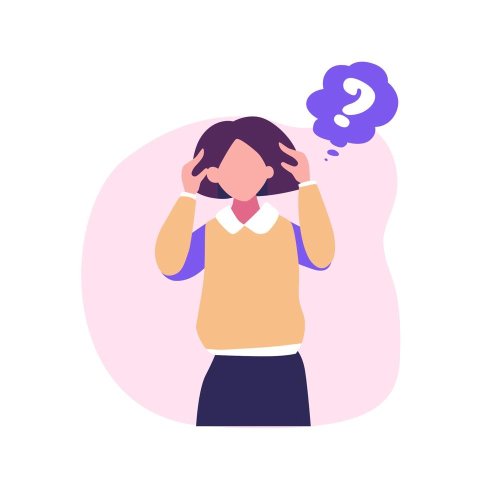 Confused men and women in doubts and thought flat style illustration dsign vector