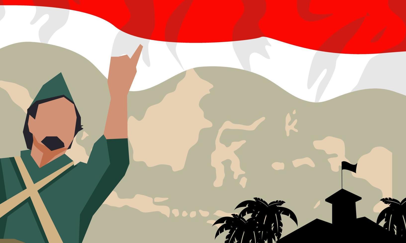 indonesian heroes background and copyspace suitable for honors the brave heroes of Indonesia vector
