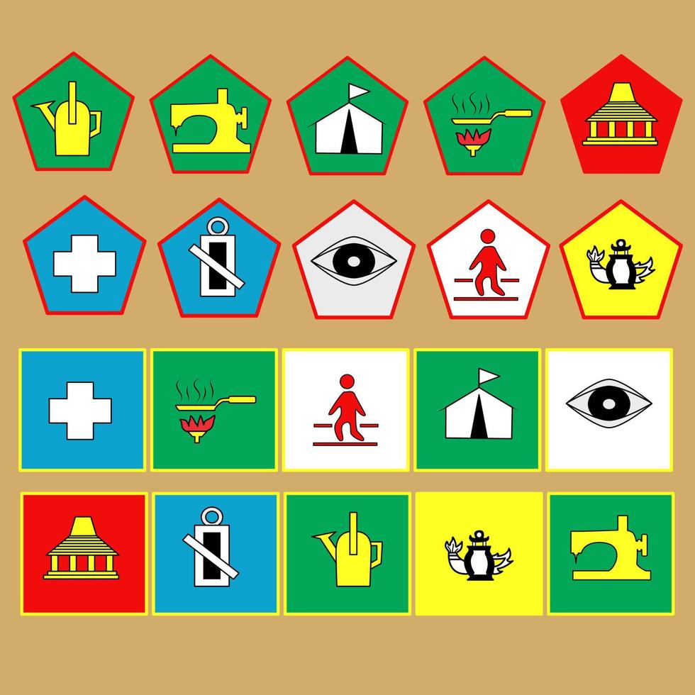 set of indonesian scout badge vector