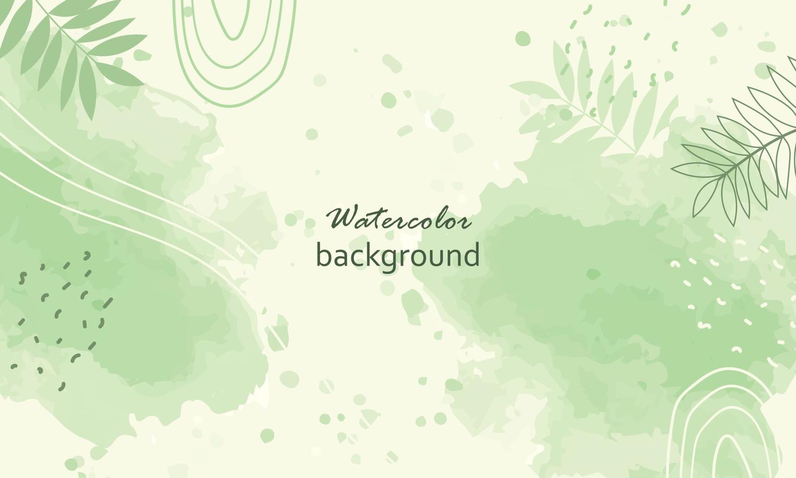 Watercolor Green Branch Frame With White Circle vector