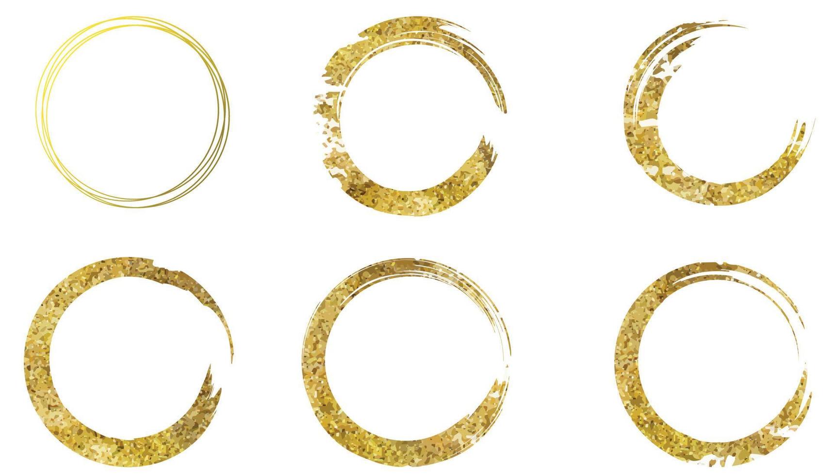 Set of hand drawn gold circle vector