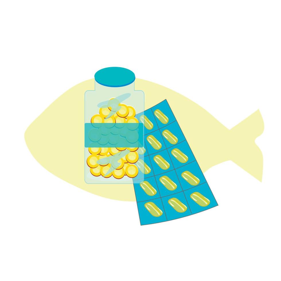fish oil flat concept isolated on white background vector