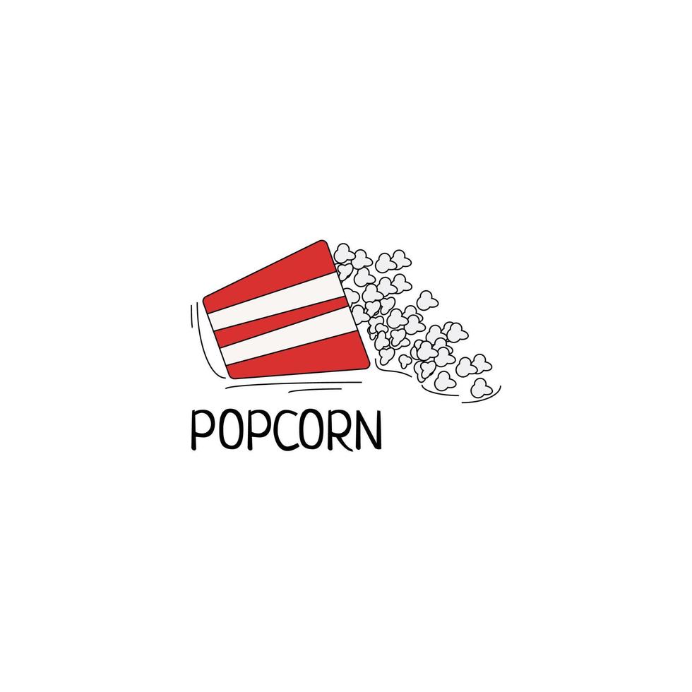 Spilled pop corn logo scattered around. vector