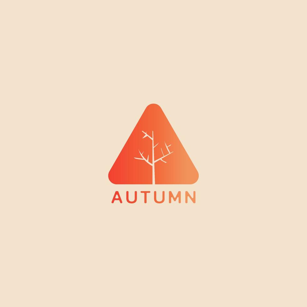 Triangular logo with dry tree negative space and forming the letter A. vector