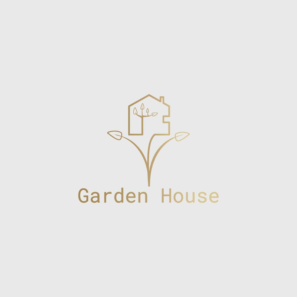 Logo of a house that is above a big tree. vector