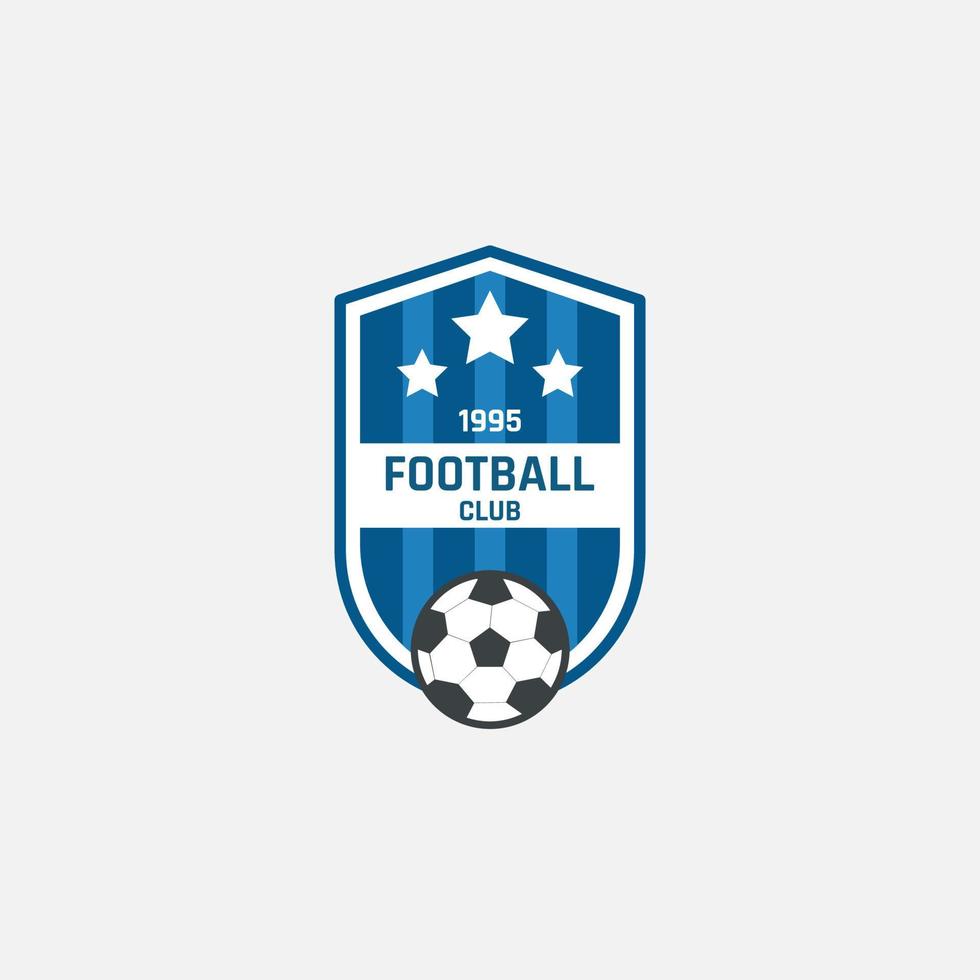 logotipo del emblema del club de fútbol con un escudo azul. vector