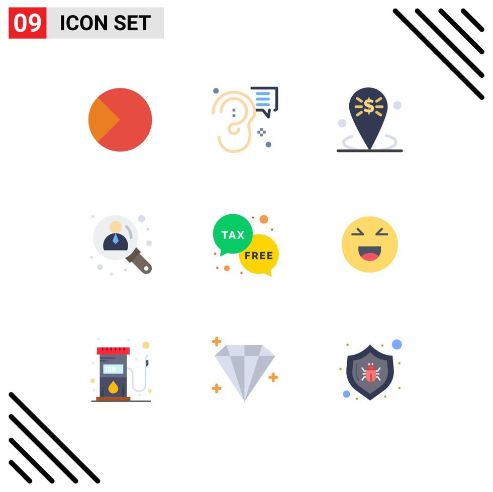 Flat Color Pack of 9 Universal Symbols of user business marketing placeholder location Editable Vector Design Elements